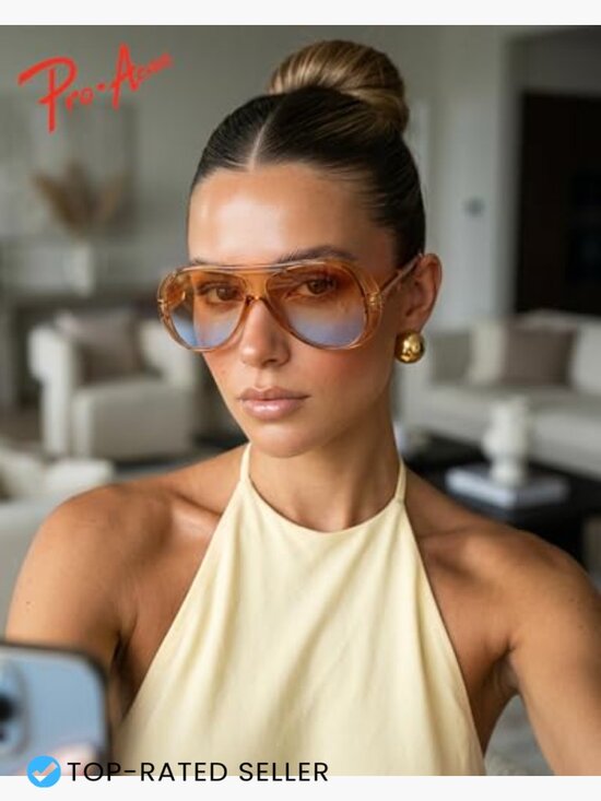 Retro Oversized Square Aviator Sunglasses for Women, UV400 Protection main image 5